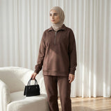 Essential Half-Zip Tracksuit  Mocha Brown