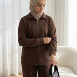 Essential Half-Zip Tracksuit  Mocha Brown